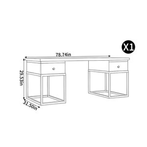 Warm Brown <b>Solid</b> <b>Wood</b> Rectangle Writing <b>Desk</b> with Smooth Worktop Drawer Storage 1-Year Warranty - Product Image 3