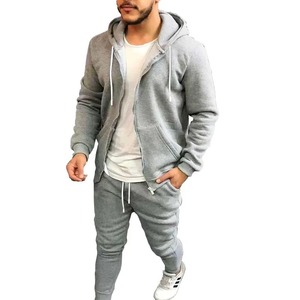 Men's Winter Sports Apparel Solid Color Fashion Casual Suit with Hooded <b>Cardigan</b> Coat and Trousers Spring Autumn Two Piece Set - Product Image 5