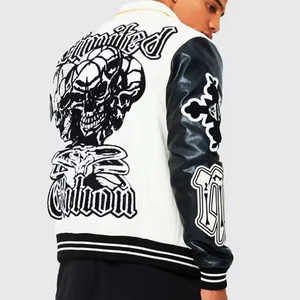 Chaqueta personalizada de alta calidad, chaqueta universitaria de equipo de béisbol con manga de cuero bordada de chenilla para hombres y mujeres - Product Image 6