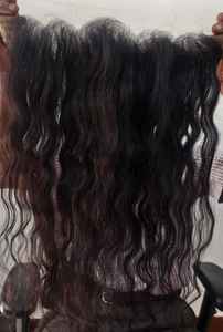 สีดำธรรมชาติ3มัดแถมฟรีหูกับหูสำหรับหน้าผากลูกไม้ (20 22 24 + 18 ") ผมอินเดียสำหรับลูกไม้ด้านหน้า - Product Image 2