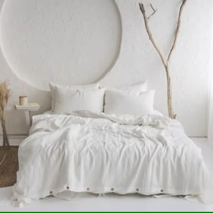 Natural Comforter Cover Handcrafted White Linen <b>Bedding</b> <b>Set</b>-3-Piece Soft Washed Linen Duvet for King Twin Sizes for Weddings - Product Image 1