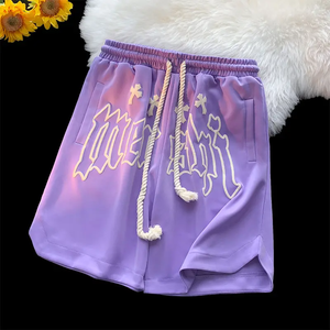 Custom Vintage 100% Cotton Breathable High-Waisted Gym <b>Sweat</b> <b>Shorts</b> <b>Men</b> Streetwear Drawstring - Product Image 5