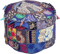 Housse de pouf ottoman 18 ''fait à la main vieux Saree Patchwork tabouret décoratif Style bohème housse de pouf ottoman