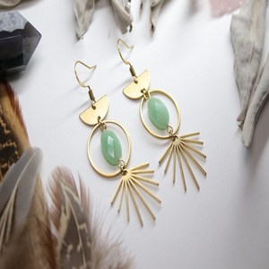 Boucles d'oreilles créoles en jade vert de créateur plaquées or Style Boho pour femmes filles tenues de fête - Product Image 3