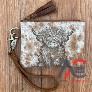 Gran venta del fabricante, billeteras multifuncionales de cuero genuino Vintage con cremallera y grabado láser de piel de vaca de lujo para mujer - Product Image 1