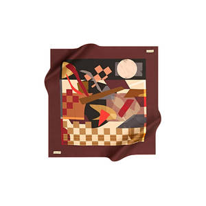 Écharpe carrée en crêpe de soie satiné durable à motifs géométriques imprimés numériquement Pierre Cardin 90x90 - Product Image 1