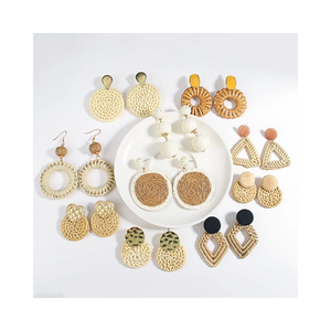 Pendientes de ratán vietnamita para mujer a precio mayorista-Ecológico, ratán natural, estilo retro, gran oferta 2024 - Product Image 1