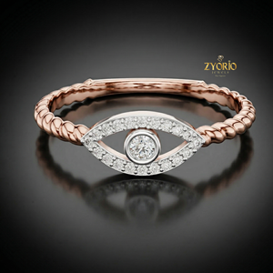 Anillo de Oro de 14K con Diamante de Laboratorio de Corte Redondo, Bisel Pavé, Joyería para Mujer - Product Image 5