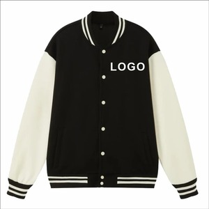 Veste universitaire de couleur unie de qualité supérieure pour hommes, uniforme de baseball ample à la mode, veste bombardier en toile imperméable et coupe-vent, veste décontractée - Product Image 2