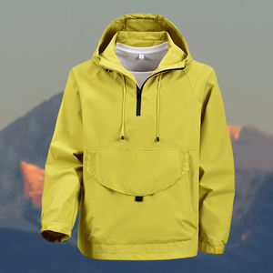 Abrigo resistente al aire libre de Color amarillo brillante para senderismo Ropa de invierno Chaqueta deportiva con capucha y media cremallera a prueba de viento - Product Image 3