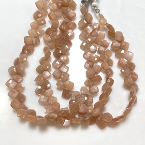 Natural Peach Moonstone Faceted Cushion Shape Beads Side Drill Good Quality <b>Kite</b> Shape Beads - Product Image 1