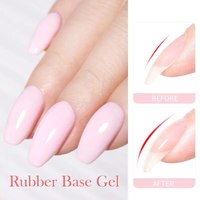 Vernis à ongles gel RONIKI Milky Pink Rubber Base, pailleté, 15ml, semi-permanent, auto-nivelant, UV LED, à retirer par trempage
