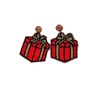 Pendientes Navideños Colgantes con Cuentas HO HO HO, Joyería Artesanal con Cuentas, Pendientes Festivos de Santa Claus para Mujer - Product Image 3