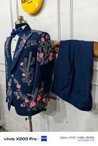 Custom Wine Red Paisley 3 piezas para hombre traje de boda novio esmoquin chaqueta, chaleco y pantalones - Product Image 5