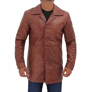 Manteau en cuir classique décontracté pour hommes, nouveau style, matériau de haute qualité, imperméable, respirant, avec boutons, décoration, coupe ample - Product Image 1