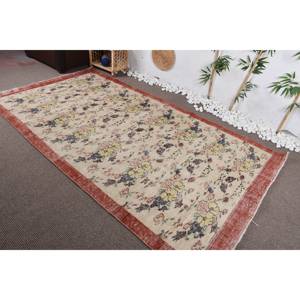 Tapis Vintage Turc Beige Rouge Patchwork Motif Laine 5.1 X 9.4ft Rectangle Grande Surface 10mm Latex Couloir Chambre Décor - Product Image 3
