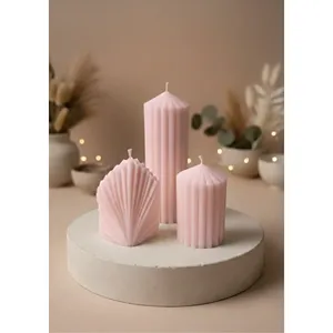Handmade Modern Geometric Shaped Decorative Wax Candle Set for Home Holiday Decor Custom Scented for Halloween DIY Pillar - Product Image 3