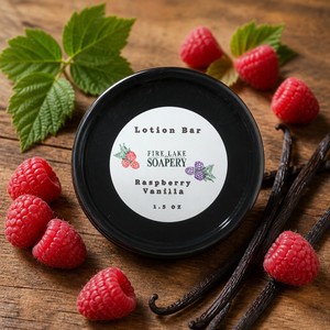 Barra de Loción - Frambuesa y Vainilla - Totalmente Natural, Artesanal, de Fire Lake Soapery - Product Image 1