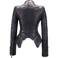 Veste courte de moto en cuir avec rivets de grande taille Veste punk rock à manches longues pour femmes pour hommes