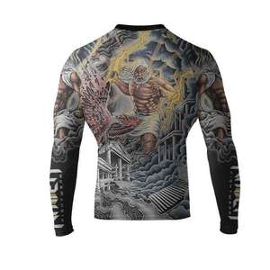 Vente en gros directe usine – Rashguard de Jiu-Jitsu personnalisé à sublimation, manches longues/courtes, avec logo surf pour MMA BJJ – Rashguard homme - Product Image 5