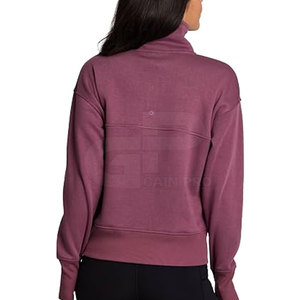 Sweat-shirt à col zippé pour femme, tissu doux et confortable, coupe athlétique élégante, idéal pour le sport et les voyages. - Product Image 2