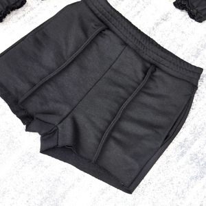 Conjunto de salón de 2 piezas para mujer, Sudadera con capucha recortada y cremallera y chándal informal corto de cintura alta para el verano 2025 - Product Image 4