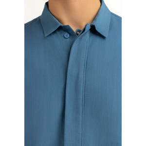 Camisas Casuales para Hombre con Cuello Mao, 100% Algodón Popelina, Diseño a Cuadros, ODM, MN-CS-WS25-299 - Product Image 1