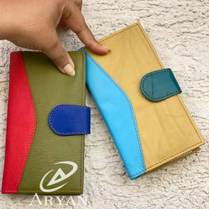 Nouveau véritable portefeuille en cuir recyclé fait à la main pour femmes portefeuille mince pliant en cuir pochette à pression sac à main en cuir véritable multi-sac à main portefeuille - Product Image 1