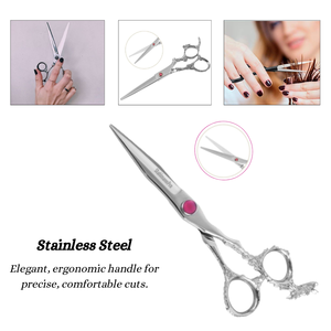 Ciseaux de coupe de cheveux à poignée fantaisie professionnelle de qualité supérieure en acier inoxydable pour salon et barbier - Product Image 4