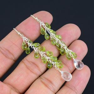 925 solide en argent Sterling Spinner boucles d'oreilles péridot pierres précieuses boucles d'oreilles filles Simple mode femmes filles boucles d'oreilles bijoux en argent - Product Image 3