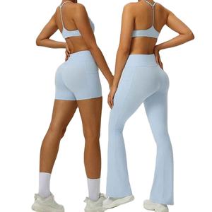 Conjunto Deportivo de 2 Piezas para Mujer, Shorts por Encima de la Rodilla, Transpirable, 100% Algodón, Leggings de Gimnasio, Bra Deportivo, Ropa Deportiva para Yoga - Product Image 5