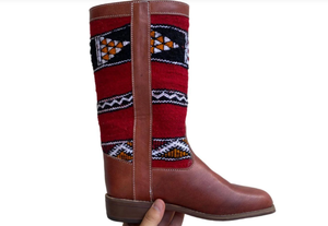 Brown Real Leather <b>Moroccan</b> Bouts Traditional Handmade Berber Genuine Leather <b>Boots</b> <b>Kilim</b> Unisex <b>Moroccan</b> Fashionable <b>Boots</b> - Product Image 2