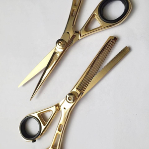 กรรไกรตัดผมแบบบางชุบทองขนาด6.5นิ้วดีไซน์แฟชั่นทำจากเหล็กอย่างยั่งยืนของญี่ปุ่นเพื่อความงาม - Product Image 2