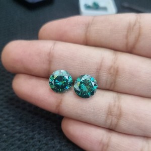 Diamante de moissanita de forma redonda verde de 10 MM, fabricación de diamantes facetados de moissanita verde para pendientes y joyería personalizada - Product Image 5