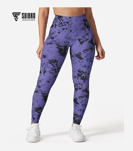 Vente en gros de leggings de yoga taille haute pour femmes vêtements de sport de compression avec logo imprimé DTF OEM Gymwear Seamed Technics - Product Image 2