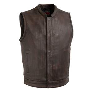 Gilet motard en cuir de qualité supérieure pour homme avec col montant Gilet de moto confortable et sans manches - Product Image 1