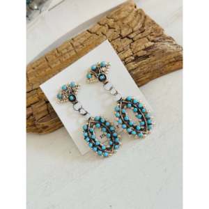 Boucles d'oreilles pendantes Joan Cheama en turquoise Kingman et argent sterling, design géométrique - Product Image 4
