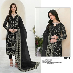Heavy Embroidery and <b>Stone</b> Work Pakistani Style Salwar Kameez for Ladies Wear From Indian Supplier at Bulk Price - Product Image 5