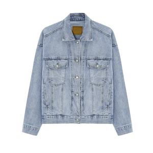 Veste en jean décontractée pour homme à manches longues, col rabattu, veste en jean délavé, vente en gros à prix réduit - Product Image 3