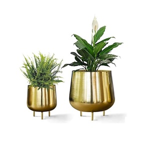 Lot de 3 jardinières en cuivre pur faites à la main avec motif de fleurs en pierre de diamant antique de bonne qualité Style mignon jardin fête de mariage - Product Image 6