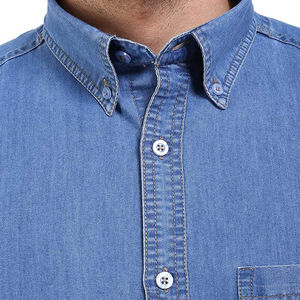 Camisa Vaquera Casual de Moda para Hombre, Nueva Llegada 2026, Azul Lavado con Cuello Camisero para Invierno, Servicio OEM - Product Image 5