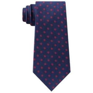 Cravatta da uomo Tommy Hilfiger Mont Classic a pois e righe, taglia regolare, stile business, stampa in poliestere con logo, confezionata - Product Image 1