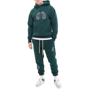 Survêtement brodé personnalisé OEM pour hommes, ensemble confortable et décontracté pour l'hiver, ensemble grande taille avec impression de logo, dernier style Streetwear - Product Image 1