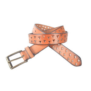 Cinturón de cuero genuino informal para hombre, diseño de triángulo perforado a mano Vintage, longitud personalizada, último estilo de moda - Product Image 1