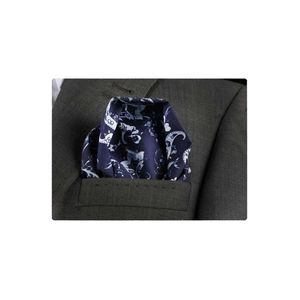 Men's Blue <b>White</b> Flower Pattern Collar <b>Pocket</b> <b>Square</b> Textile One Size - Product Image 1