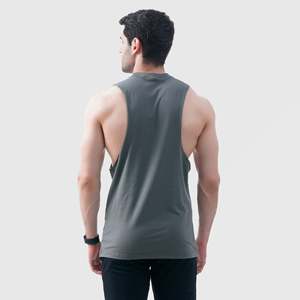 Infinity Motion Gym Tank <b>Top</b> Dark Grey Breathable Motion Tank Hood Collar XL Size Plain Muscle Bodybuilding for Workout Training - Product Image 2