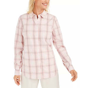 Camicia in Popeline di Cotone a Quadri per Donna Charter Club, Taglia XS Rosa con Ricami e Decorazioni in Pizzo, Stile Casual e Formale - Product Image 1