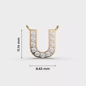 Unisex Gold-Plated Sterling Silver 'U' <b>Letter</b> Fine Jewelry Pendants <b>Charms</b> Moissanite Diamond for Engagement Anniversary Parties - Product Image 4