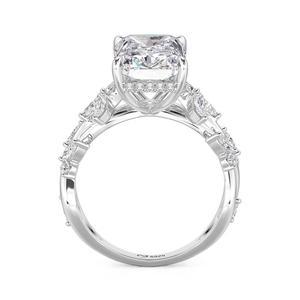 Bague de fiançailles Jeulia en argent sterling avec diamant taille coussin et feuille torsadée marquise - Product Image 3