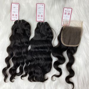 Extensiones de pelo ondulado brasileño con cierre, pelo ondulado virgen con cutícula alineada, venta al por mayor - Product Image 3